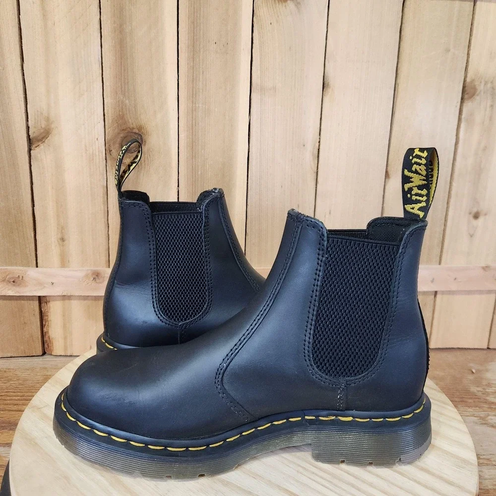 Dr. Martens Black Chelsea Chukka Boots with Yellow Stitching